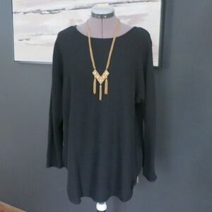 Michael Kors Size XL Black Tunic Slouchy Sweater Side Zip Loungewear